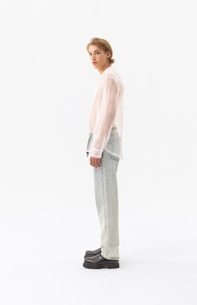 White sheer shirt | Pinkorange