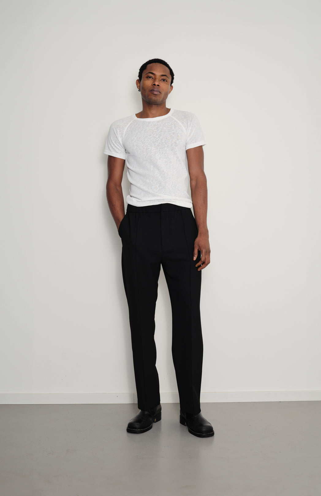 Black drawstring trousers