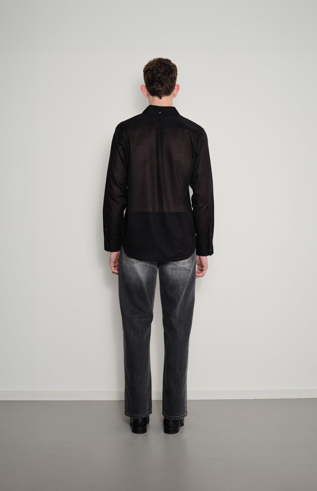 Black sheer pinstripe shirt