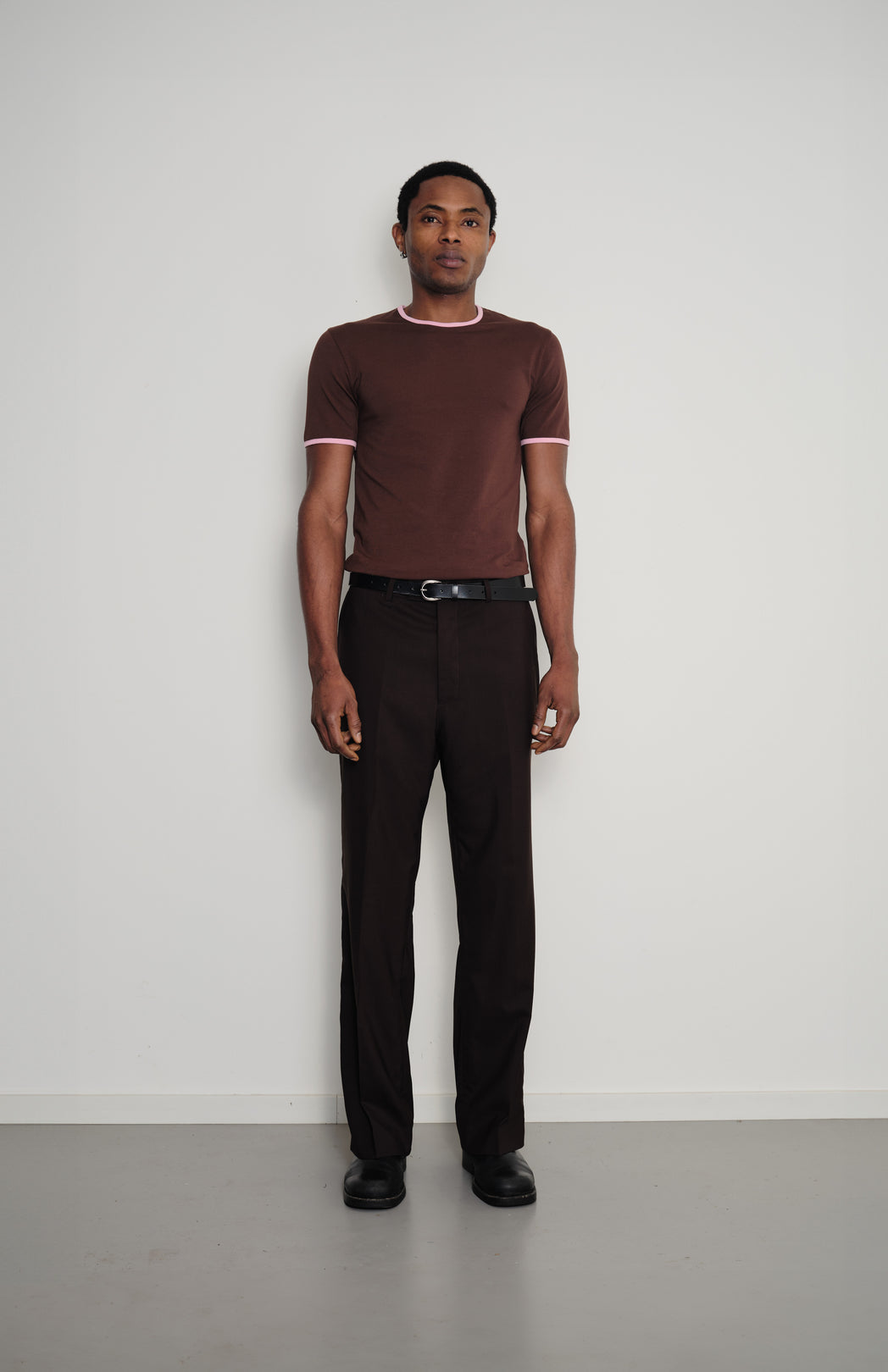 Brown bootcut suit trousers