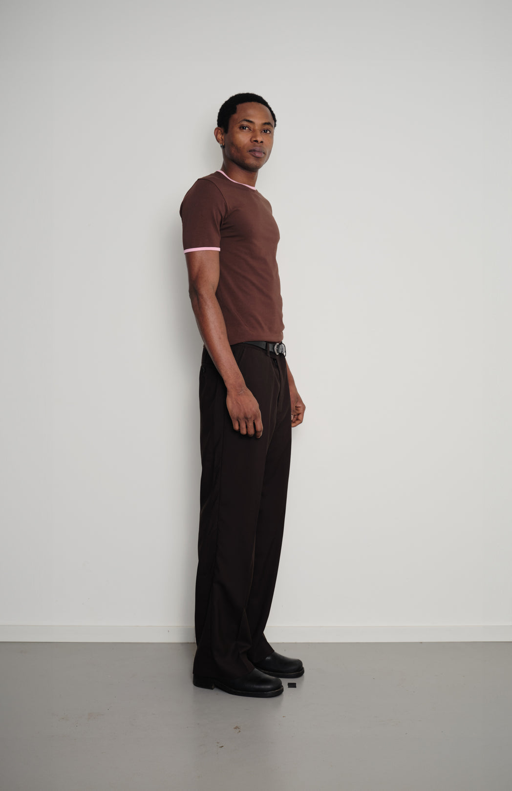 Brown bootcut suit trousers