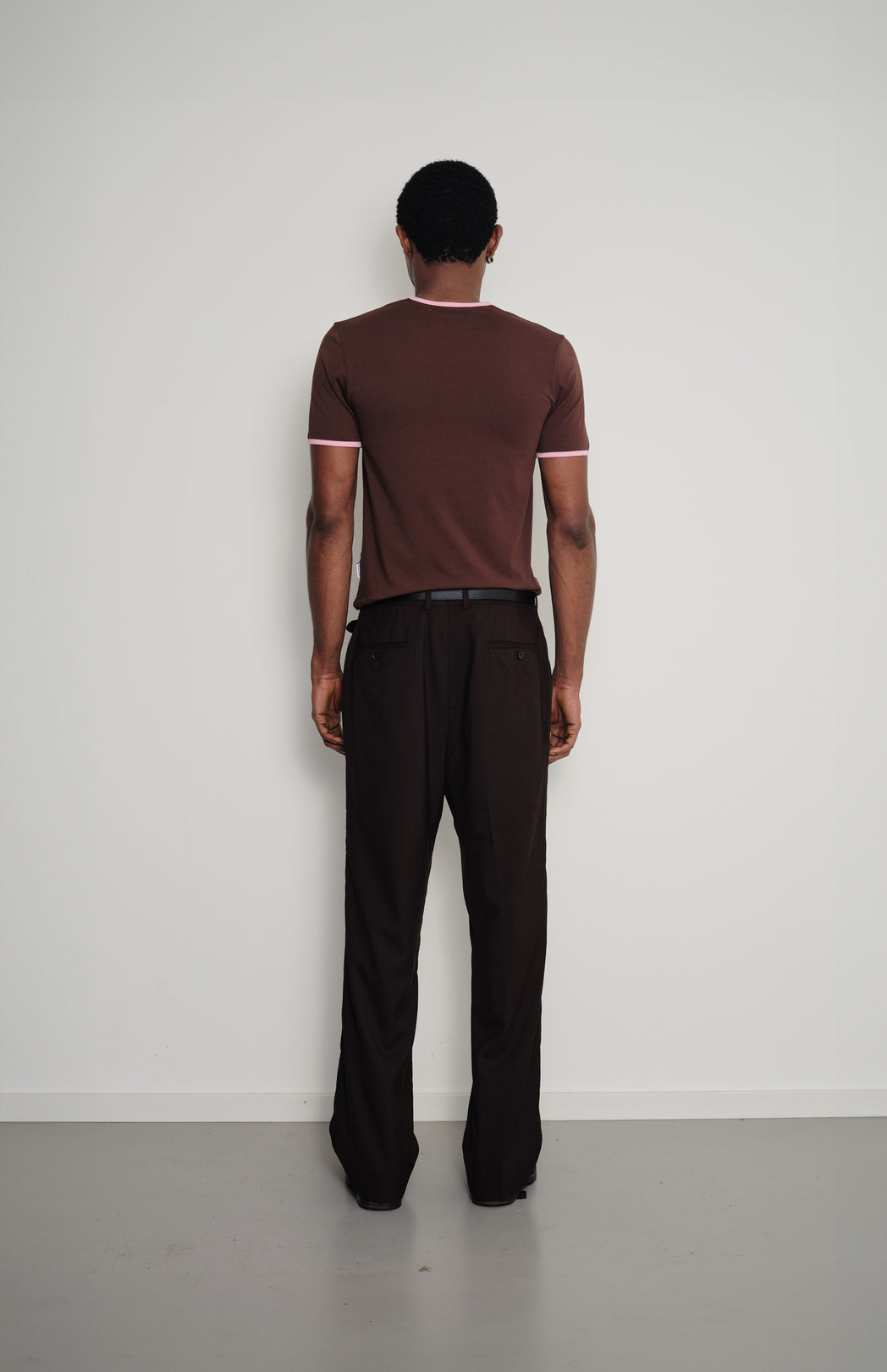 Brown bootcut suit trousers