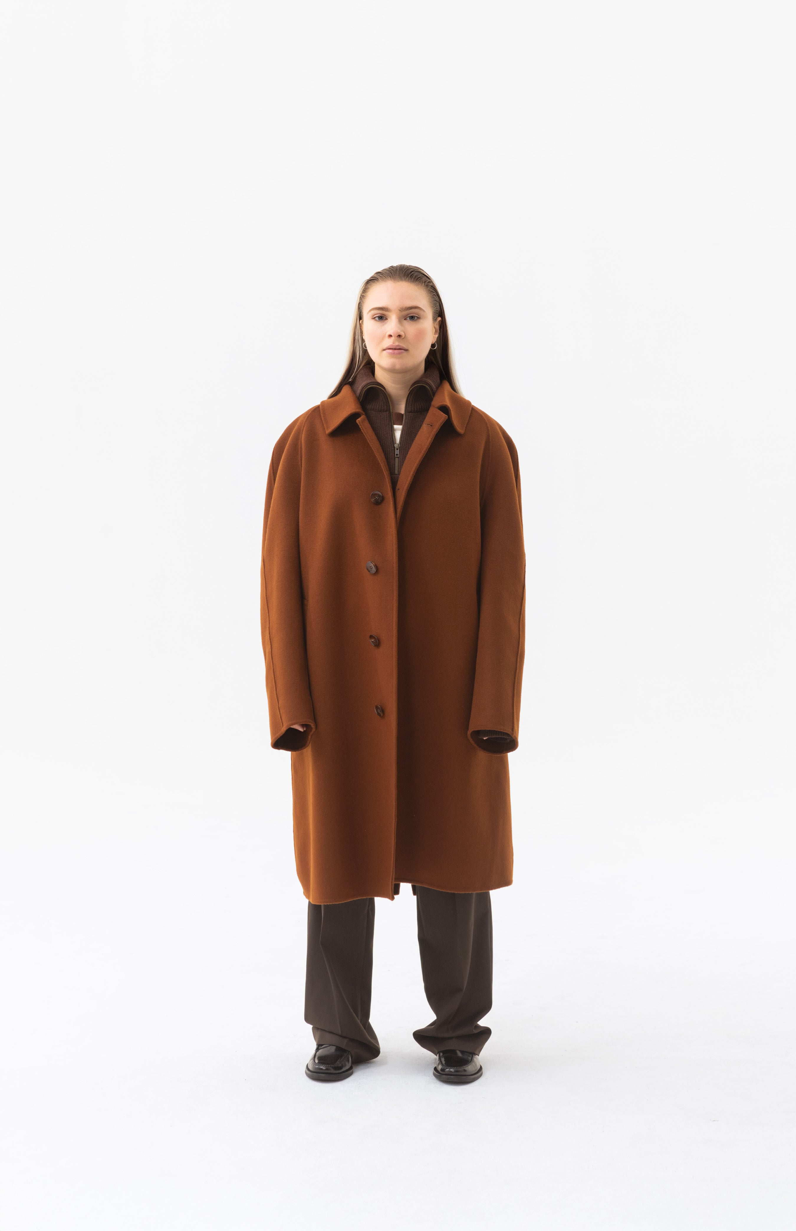 Brown wool coat | Pinkorange