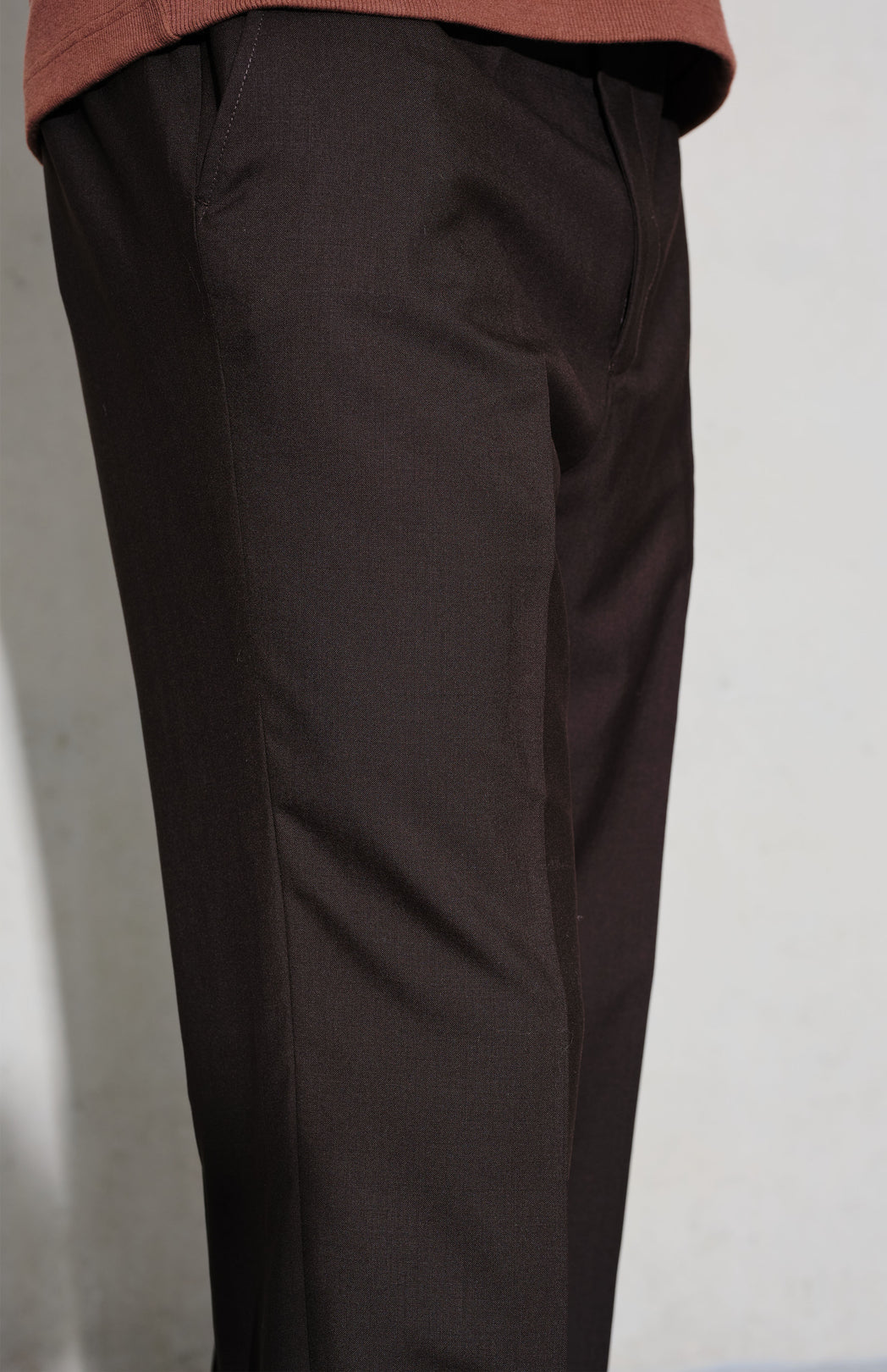 Brown bootcut suit trousers