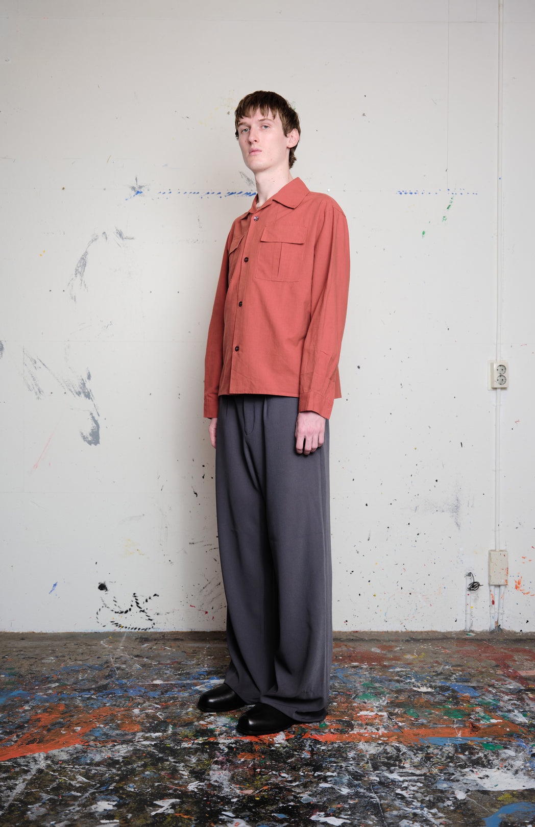 Cranberry linen overshirt