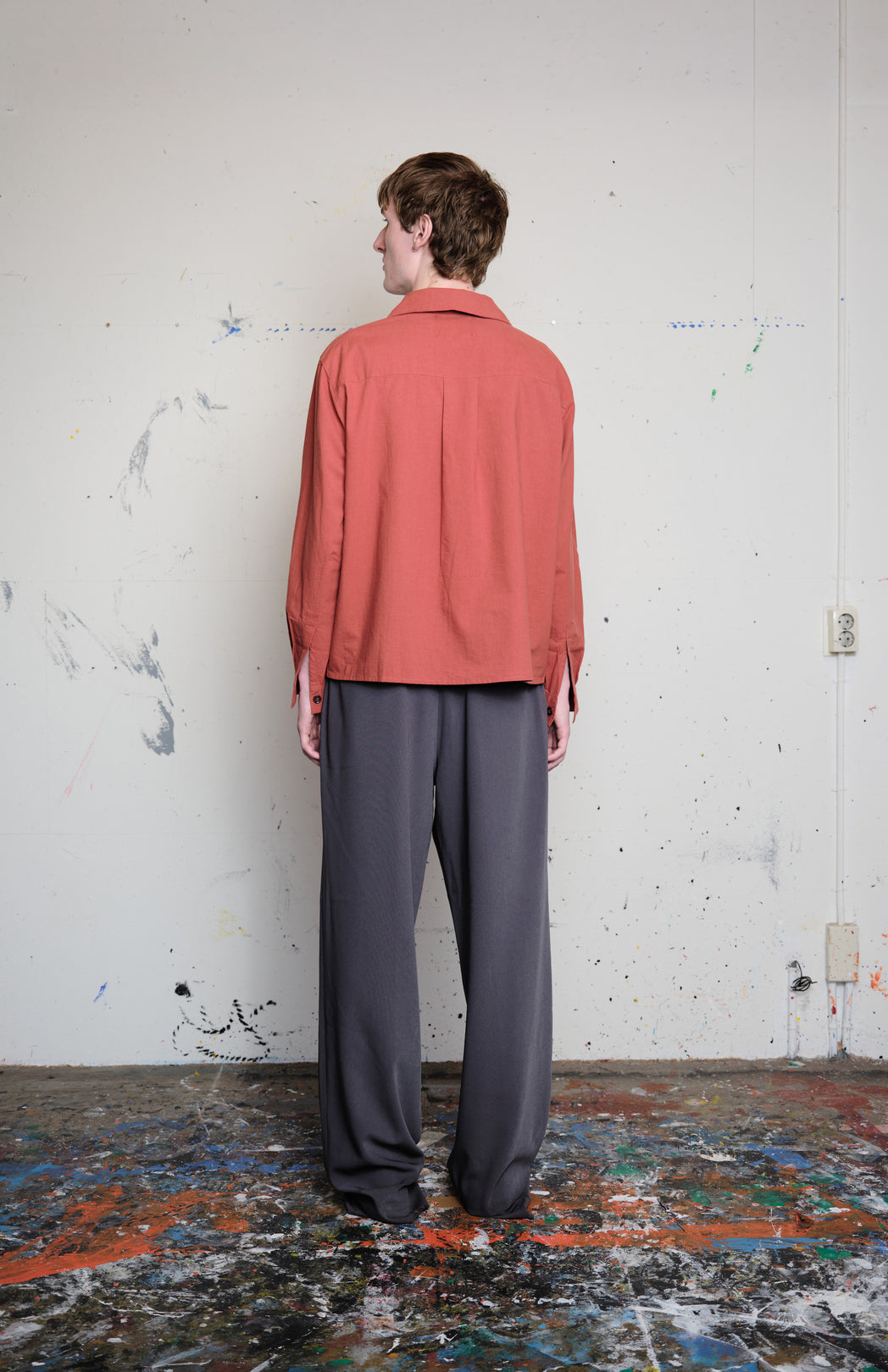 Cranberry linen overshirt