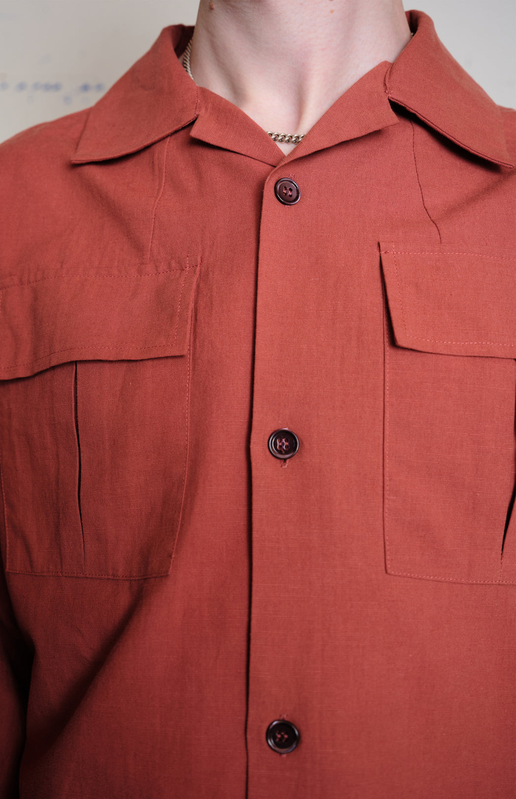 Cranberry linen overshirt