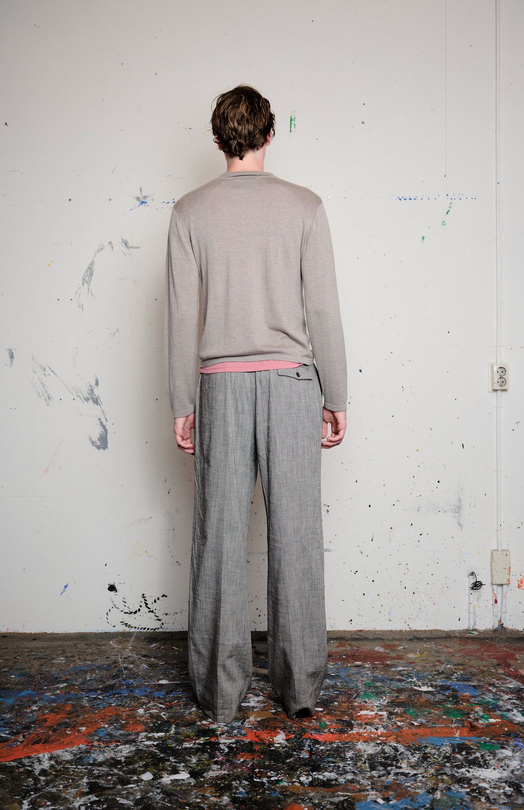 Gray fitted knitted polo
