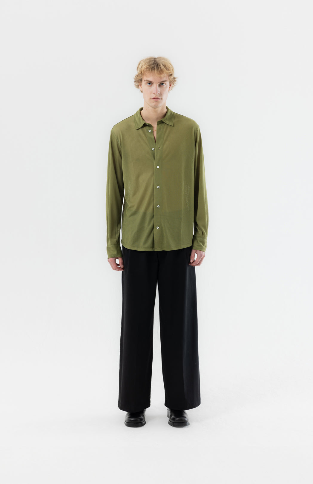 Green mesh shirt Pinkorange