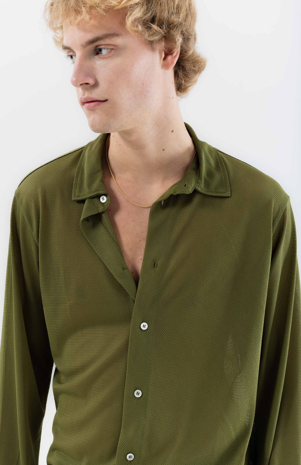 Green mesh shirt Pinkorange