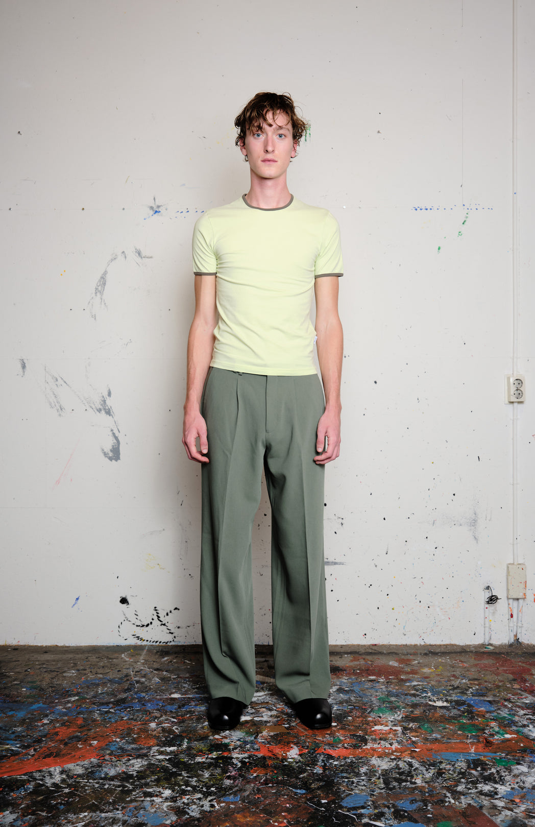 Lime fitted ringer t-shirt