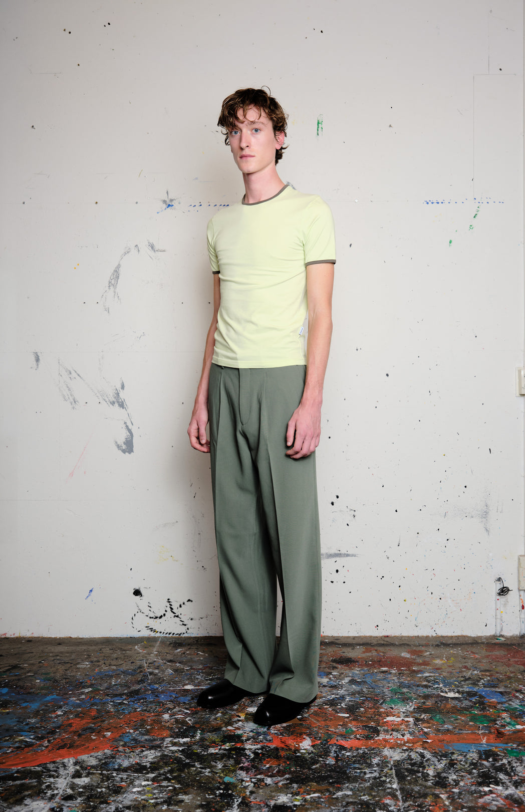 Lime fitted ringer t-shirt
