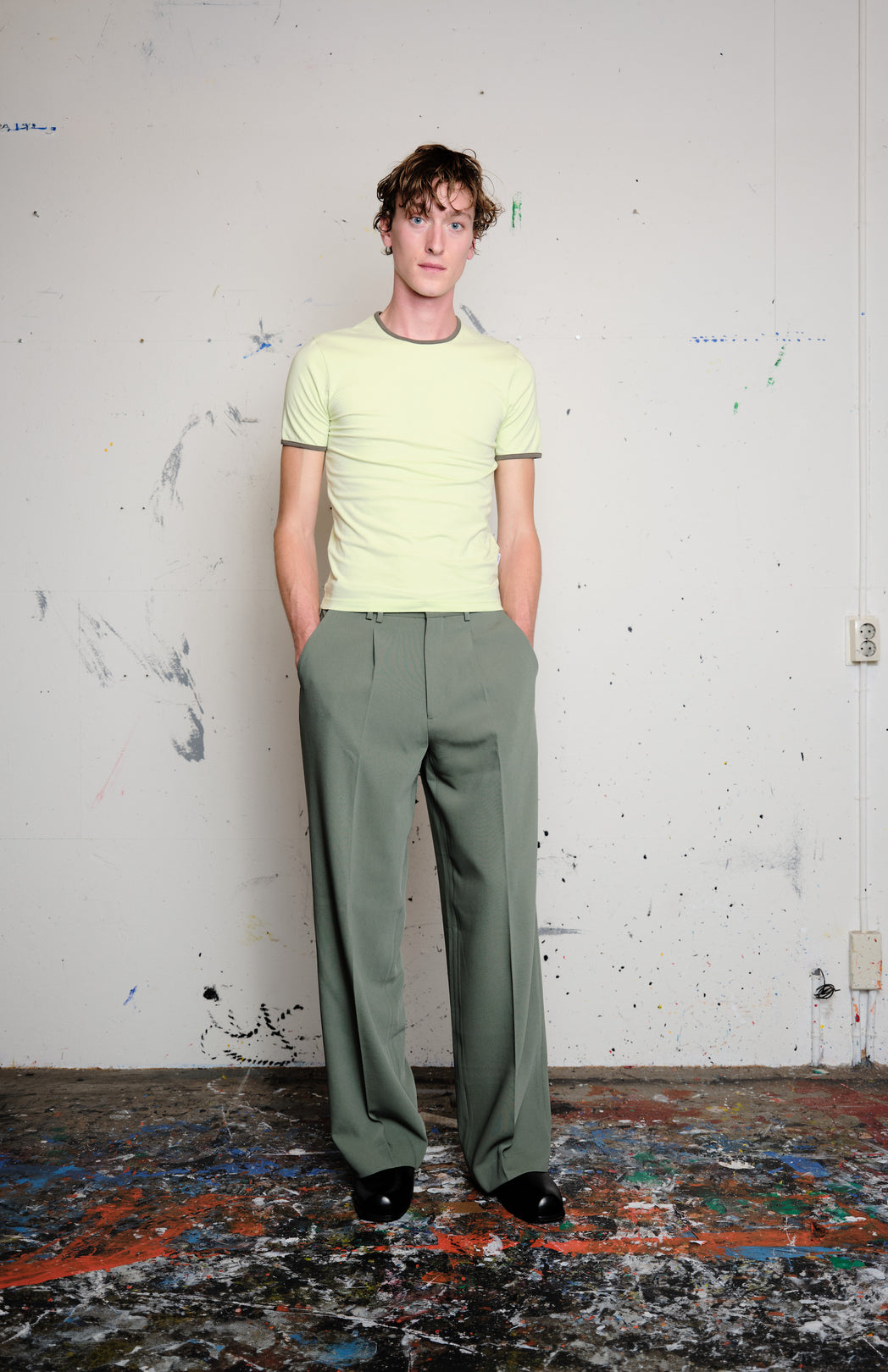 Lime fitted ringer t-shirt