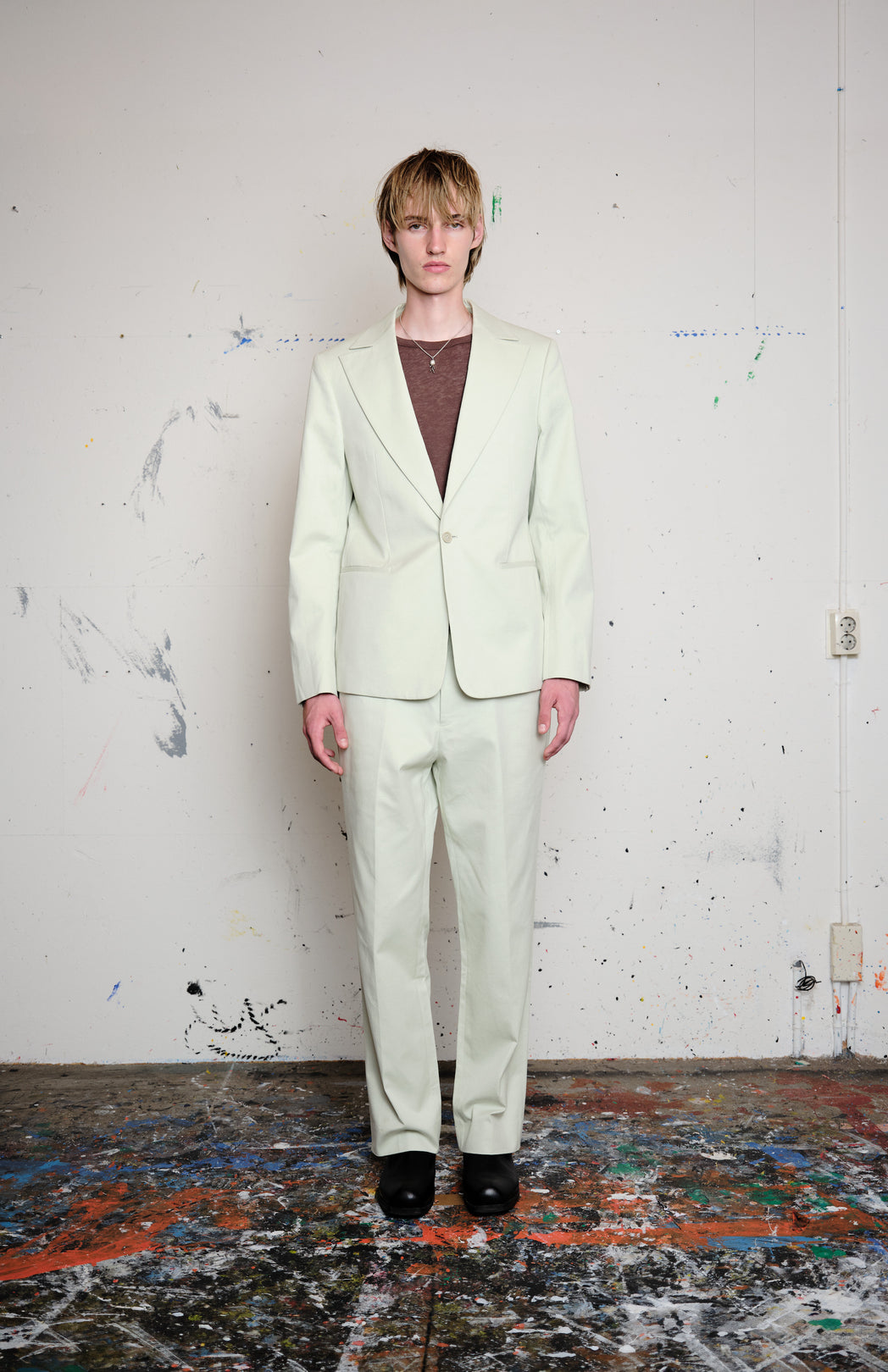 Lime cotton suit