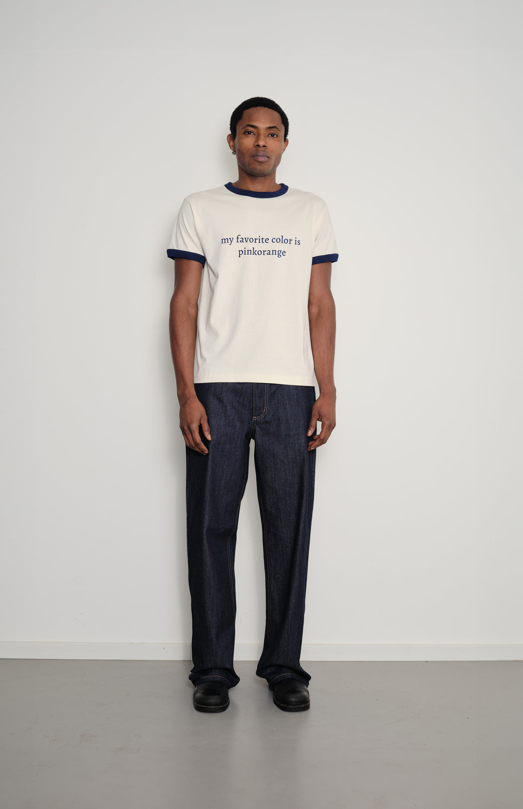 Off-white ringer slogan t-shirt