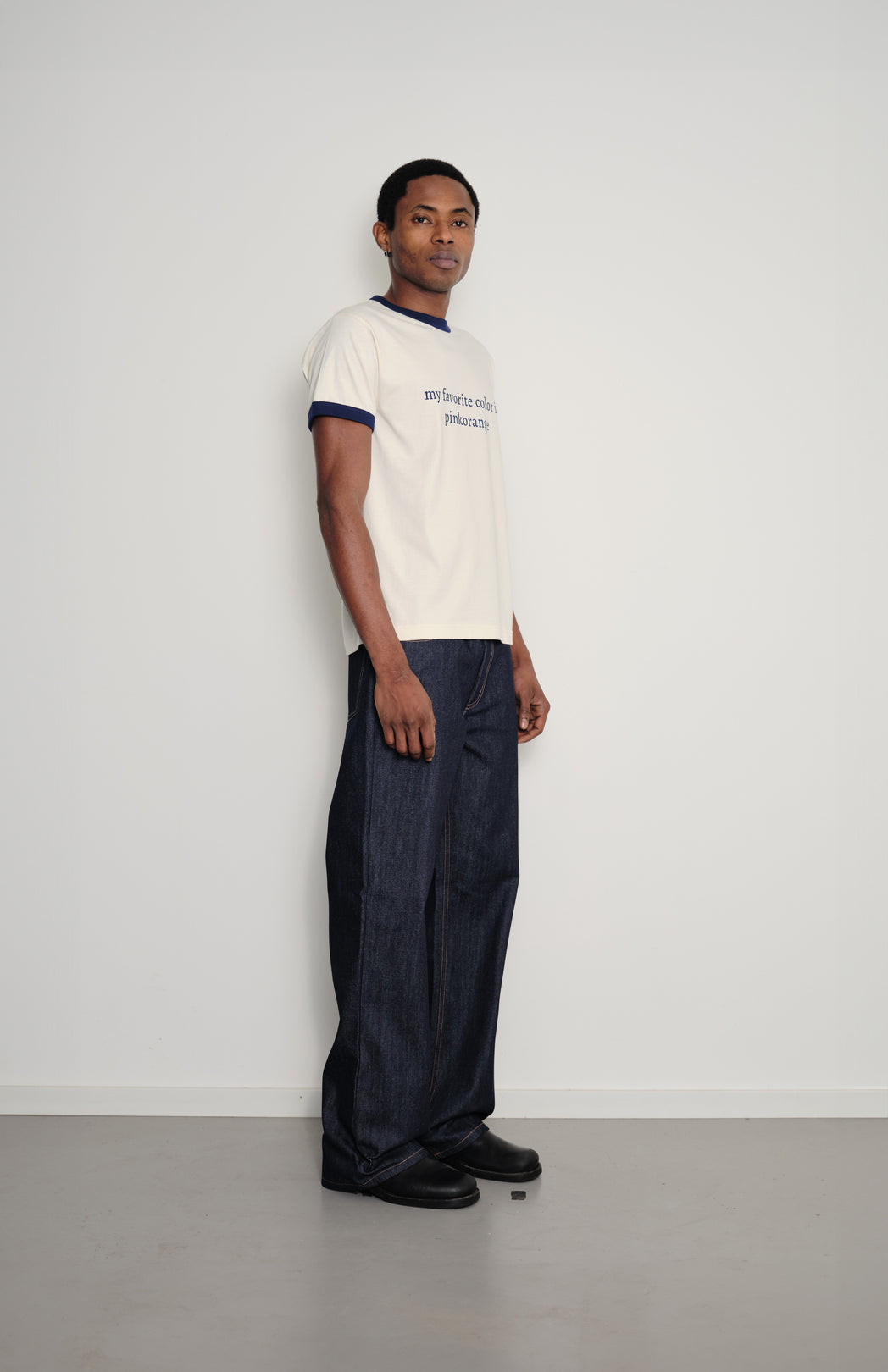 Off-white ringer slogan t-shirt