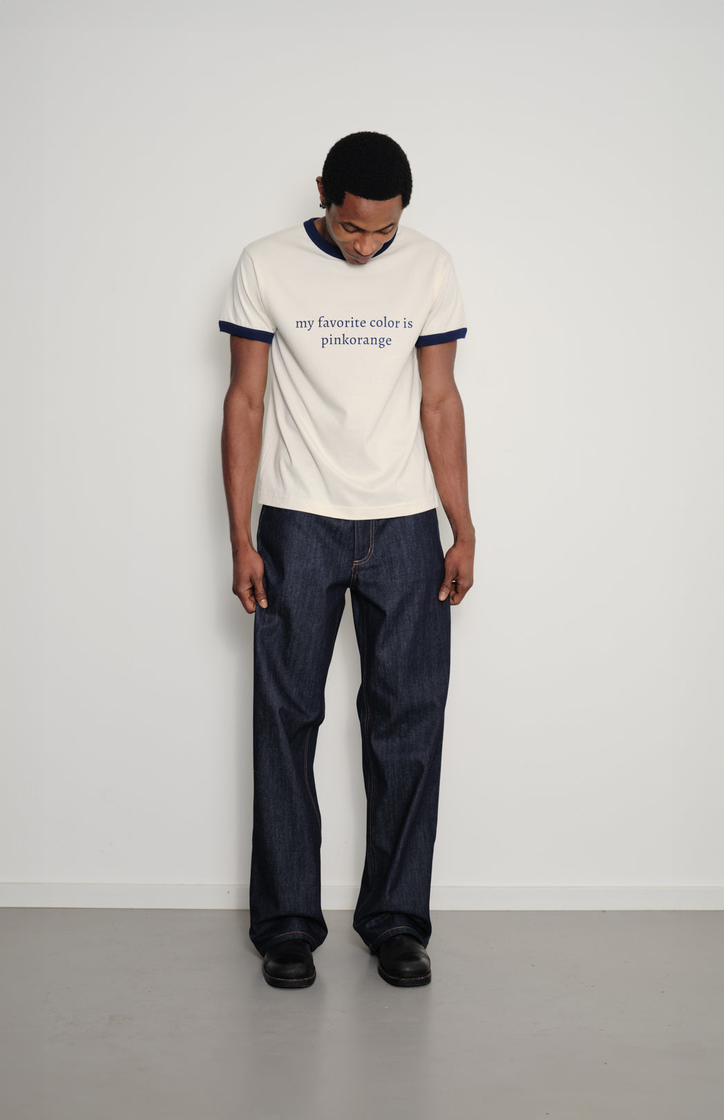 Off-white ringer slogan t-shirt