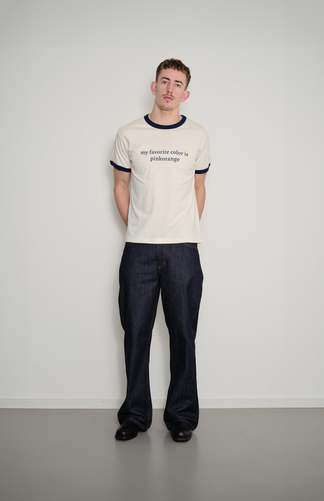 Off-white ringer slogan t-shirt