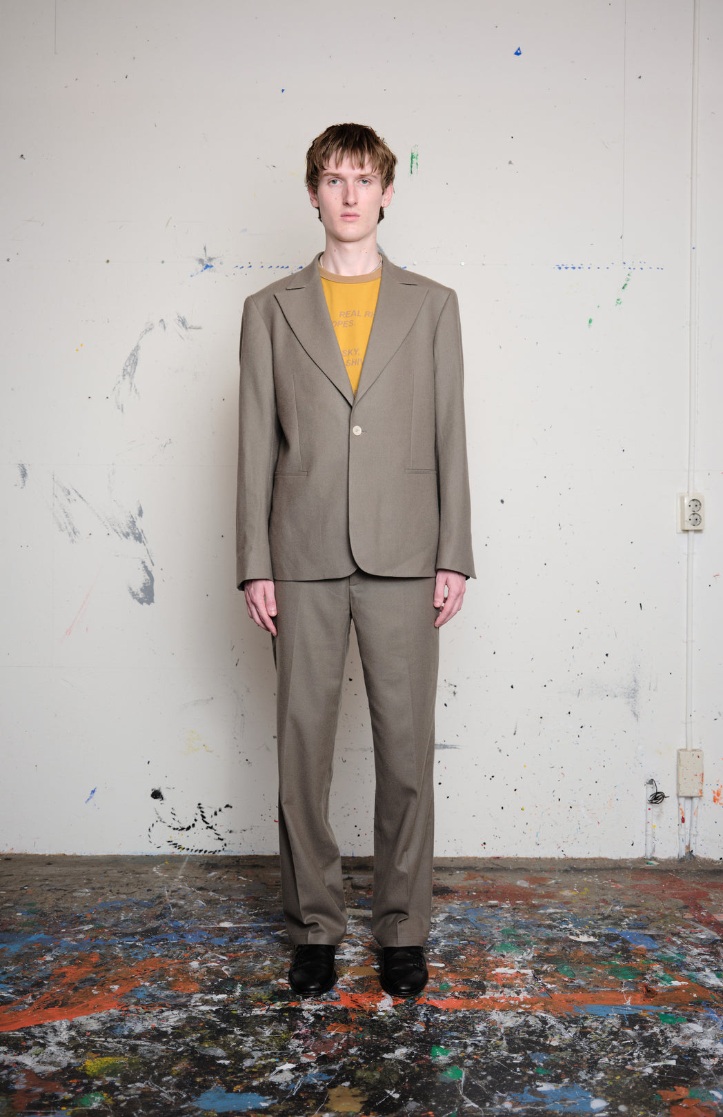 Olive wool suit