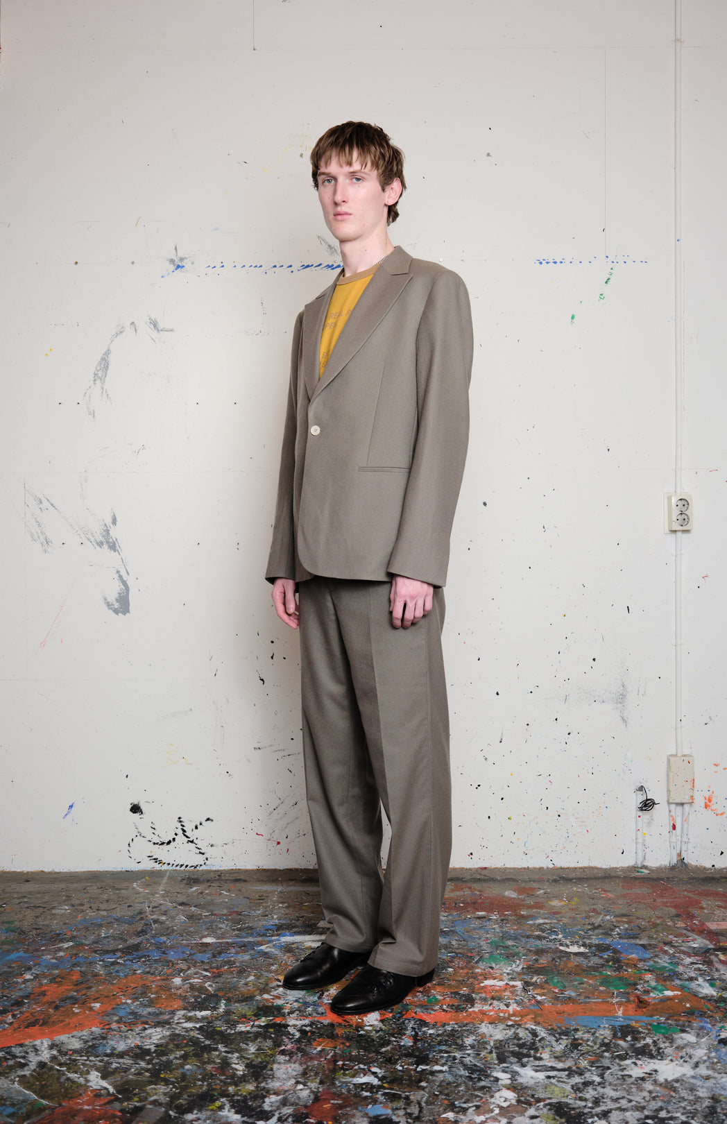 Olive wool suit