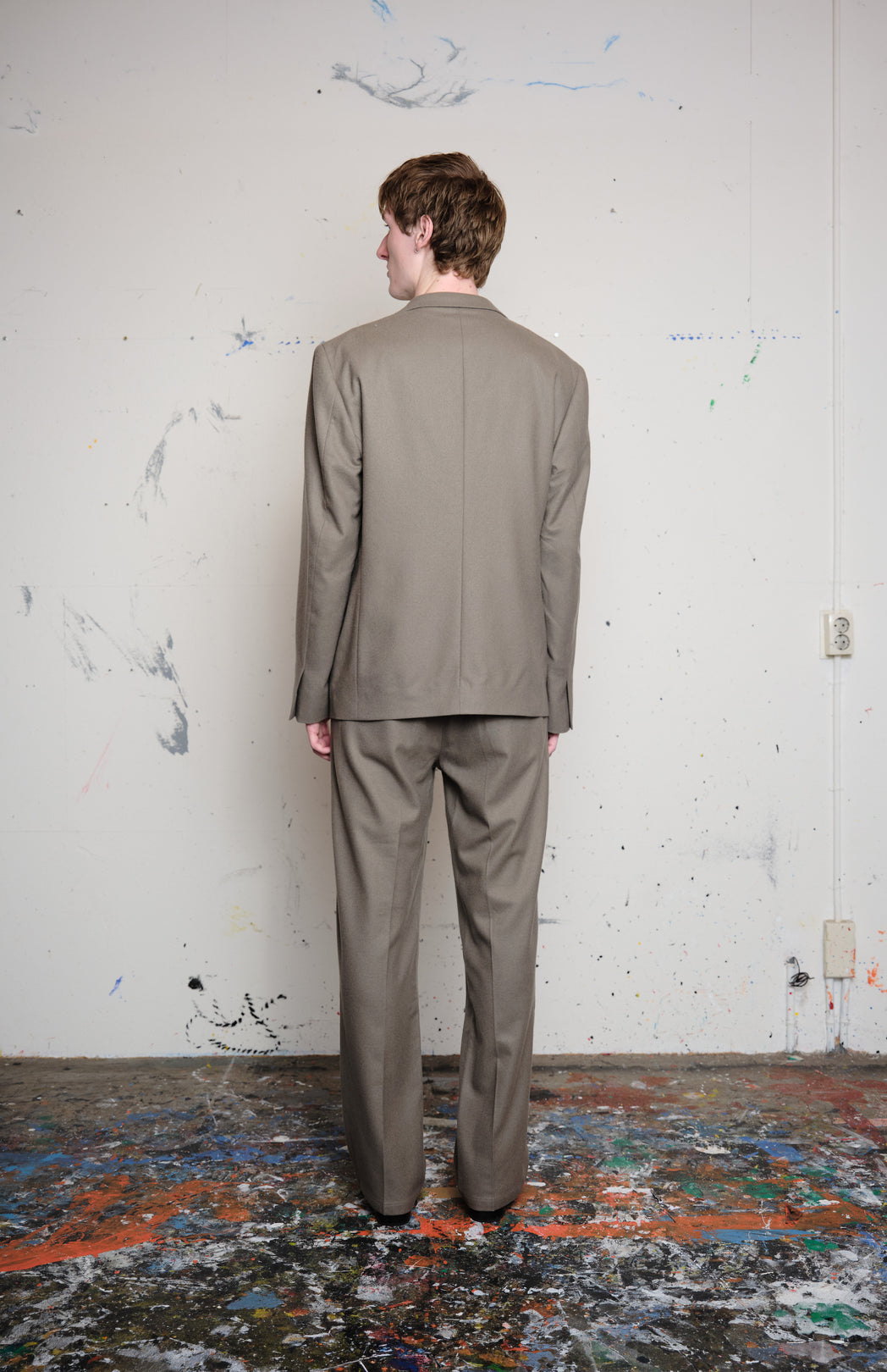 Olive wool suit