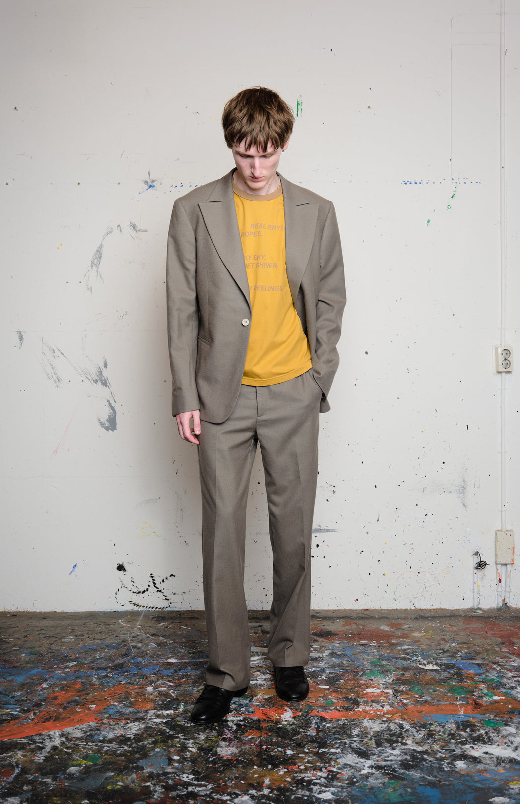 Olive wool suit