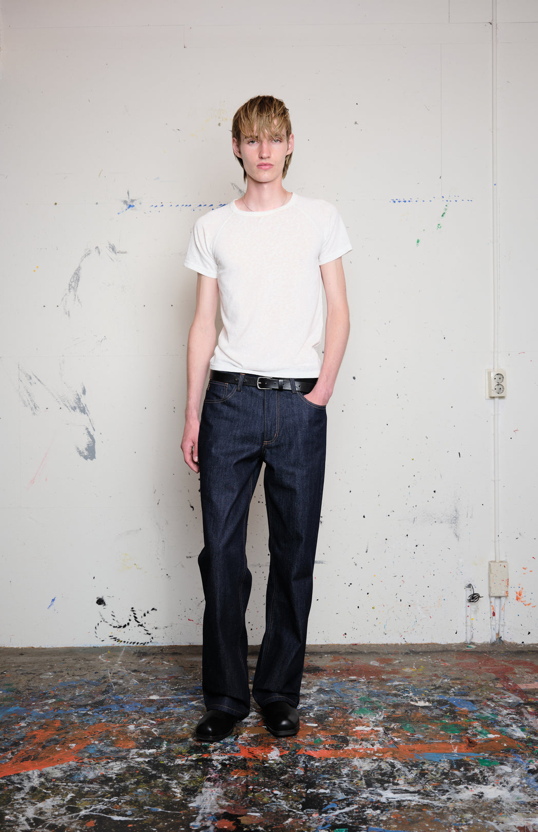 Raw bootcut jeans