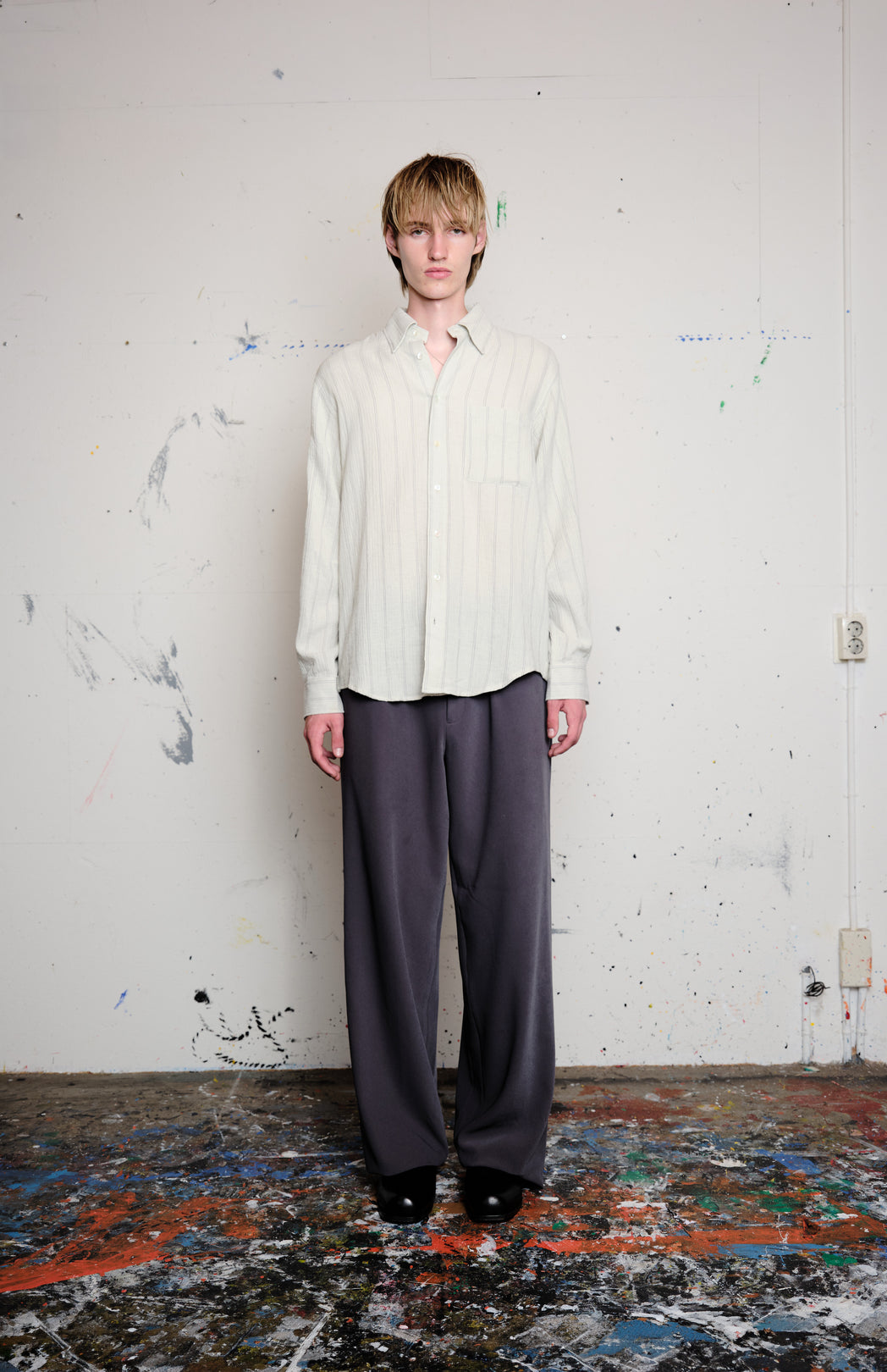 Stone white square shirt