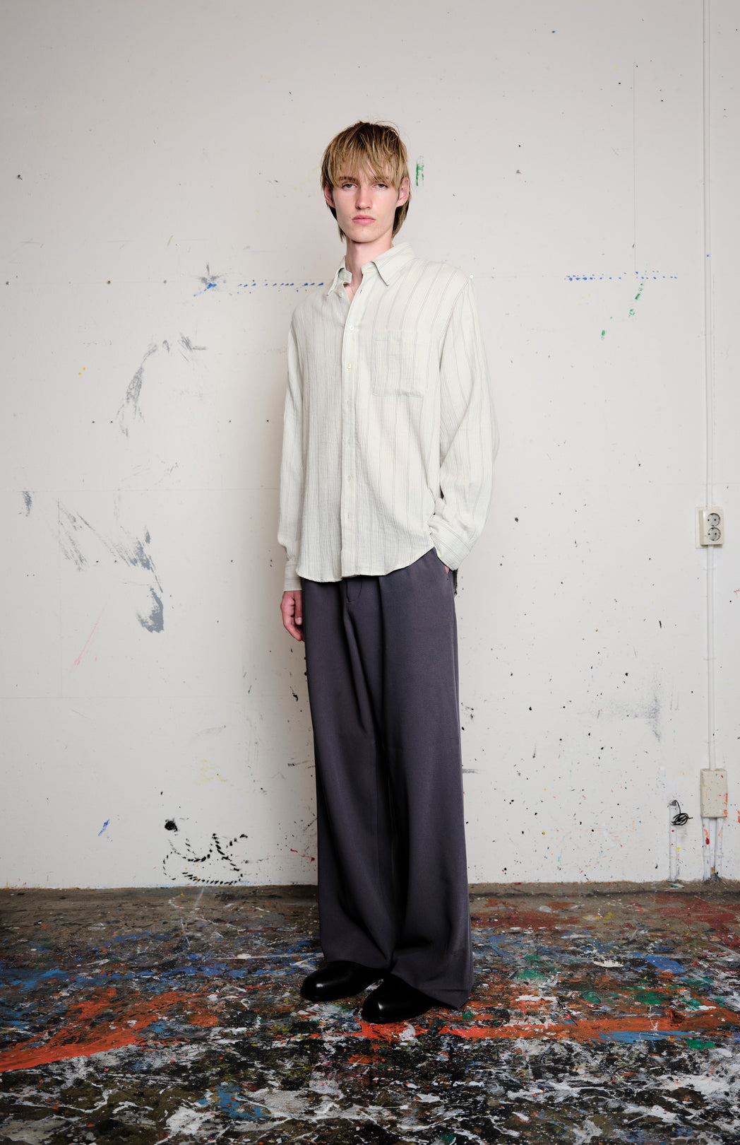 Stone white square shirt