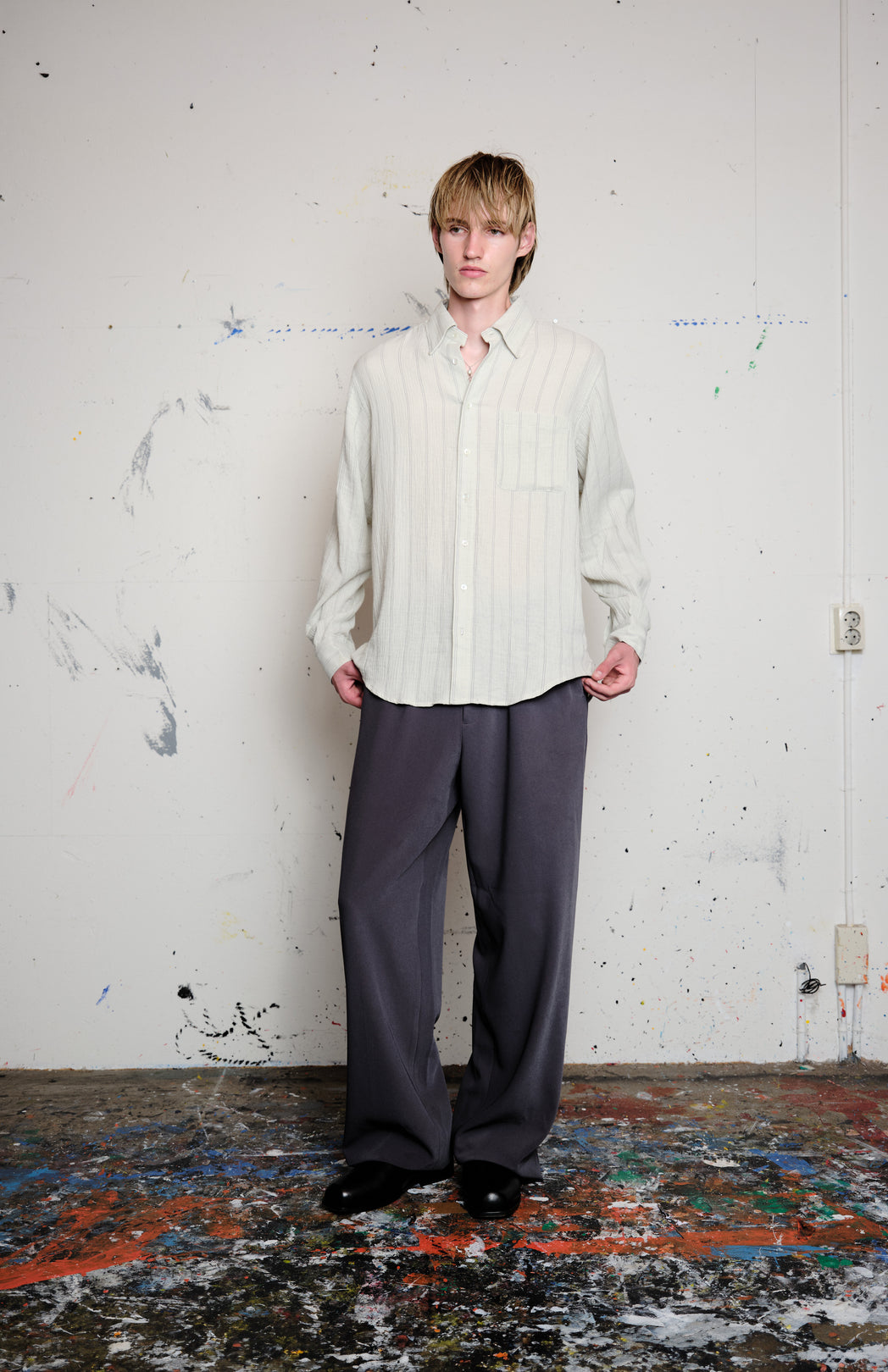 Stone white square shirt