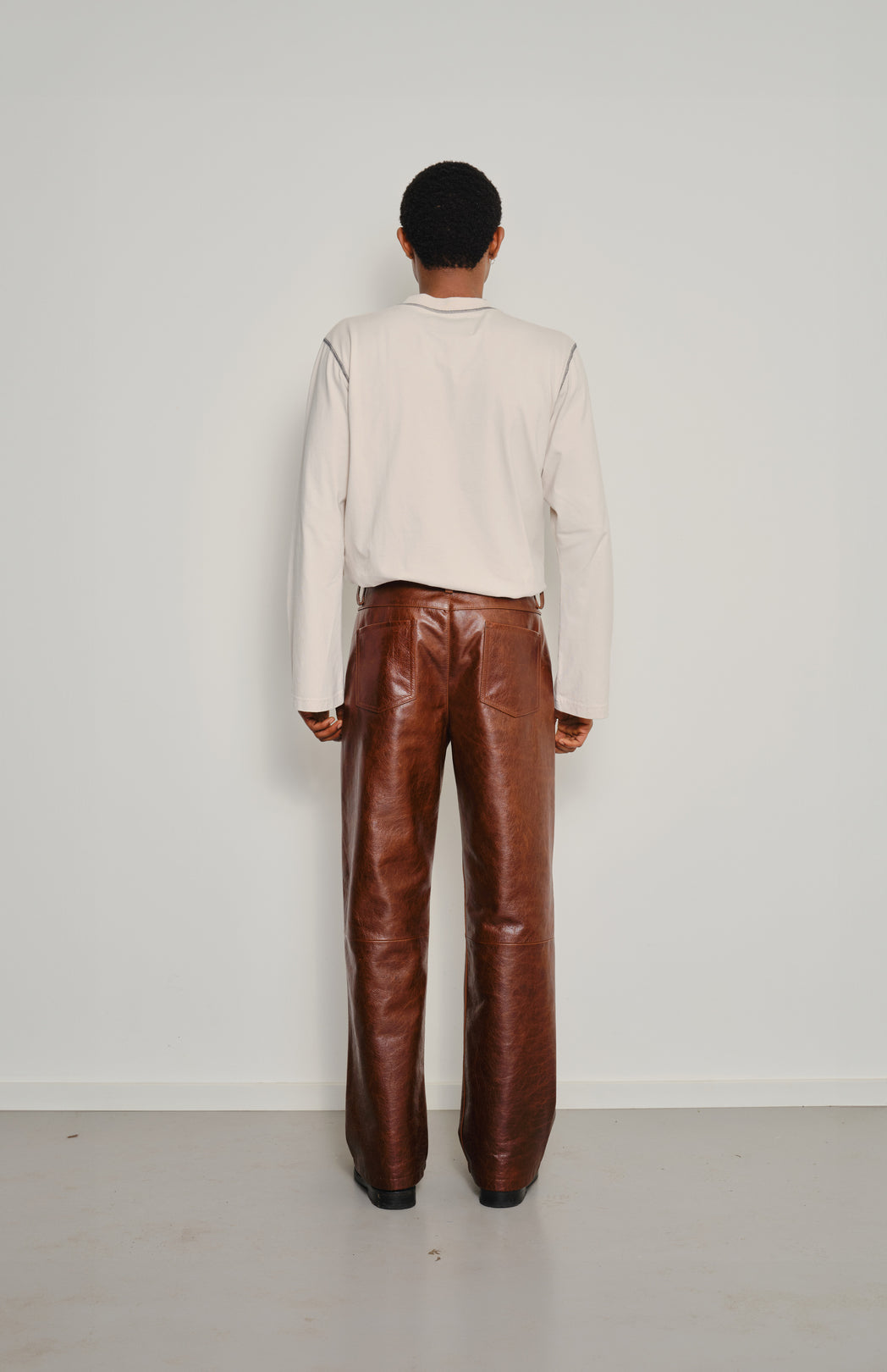 Brown leather trousers