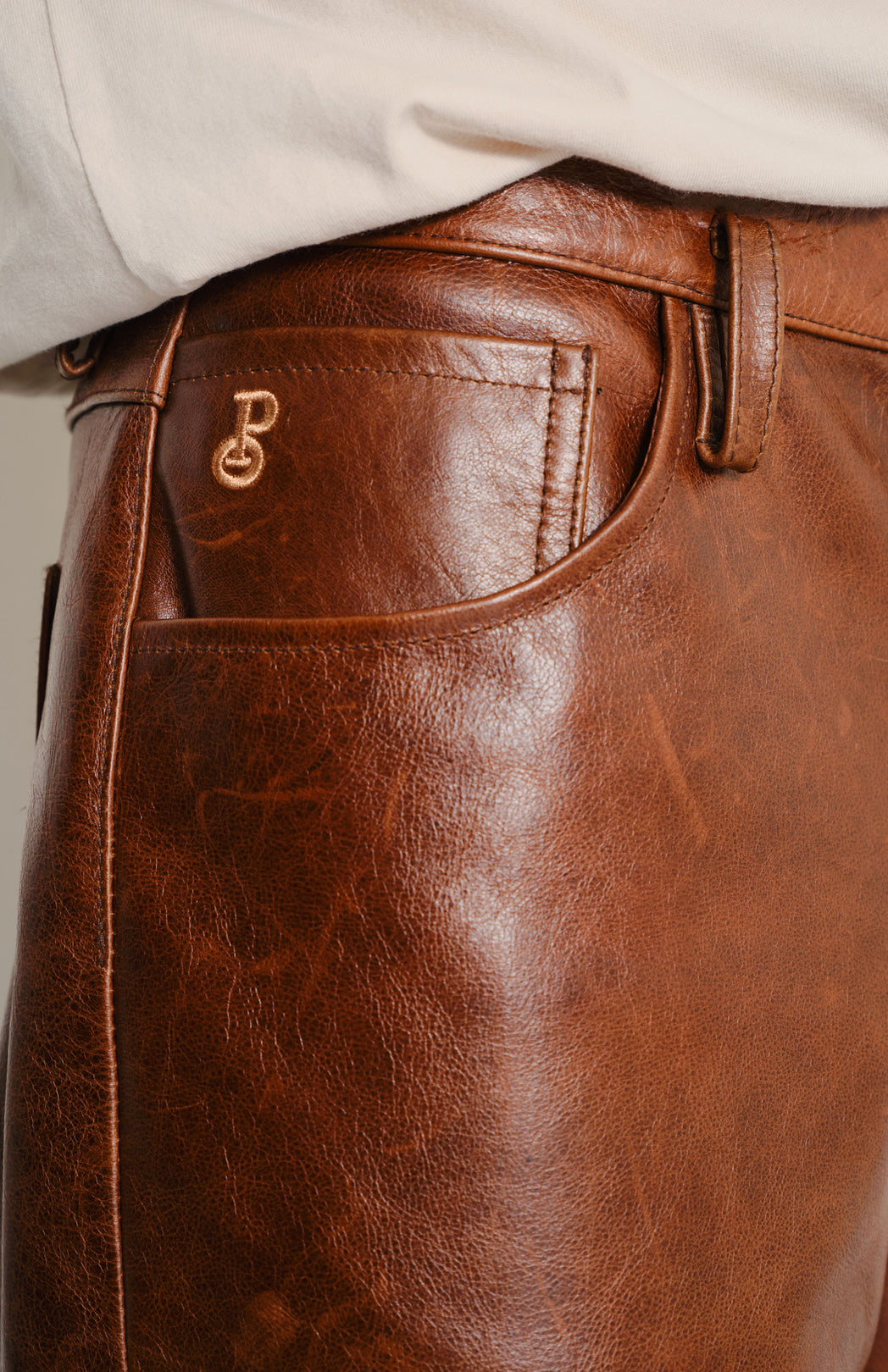 Brown leather trousers