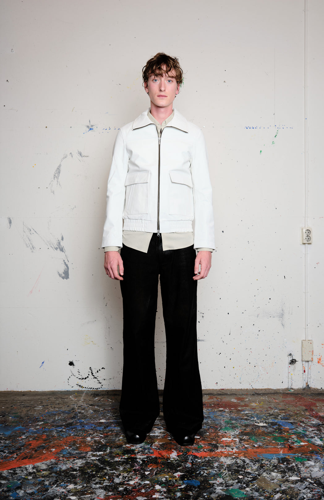 White leather bomber