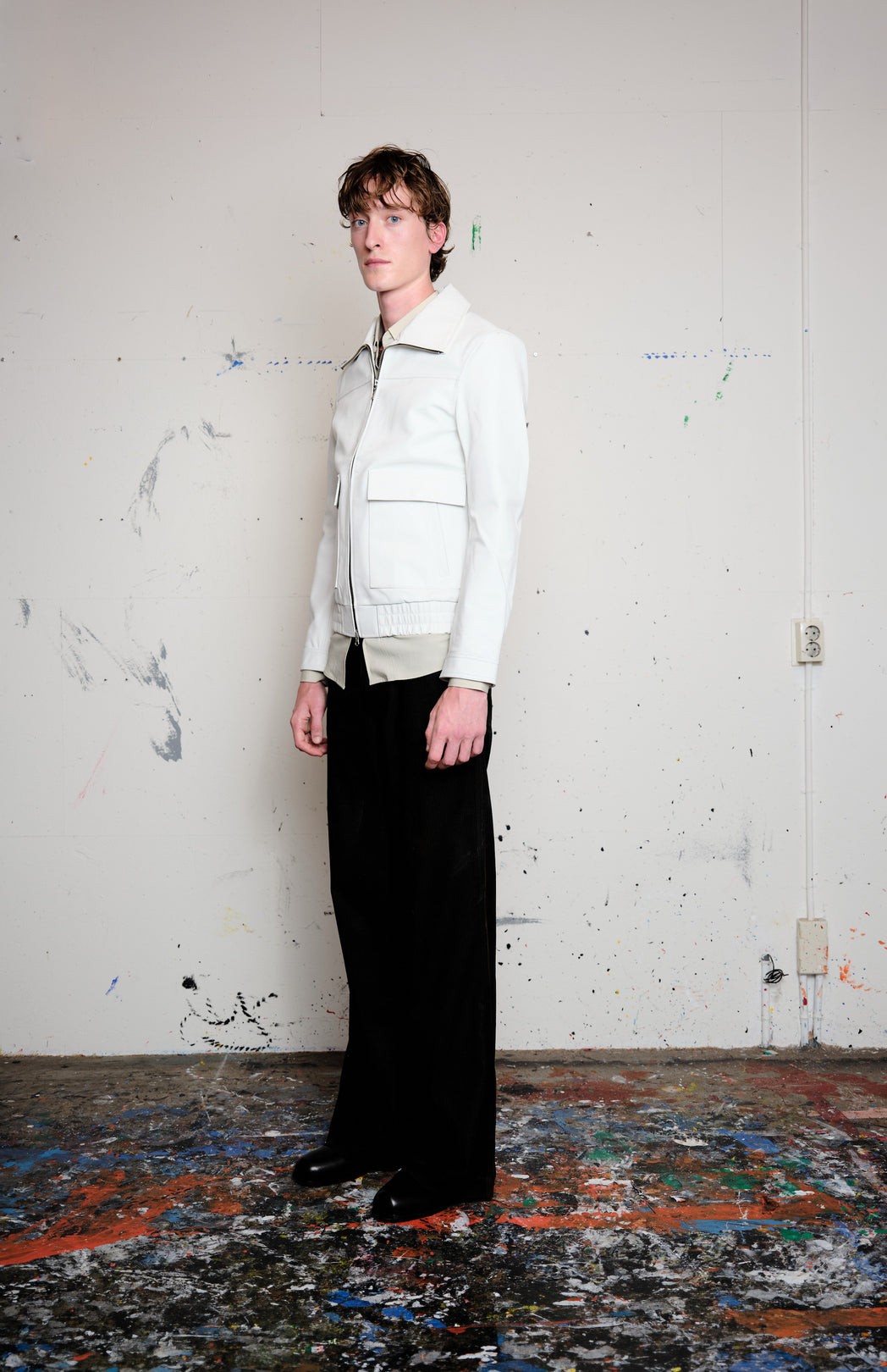 White leather bomber