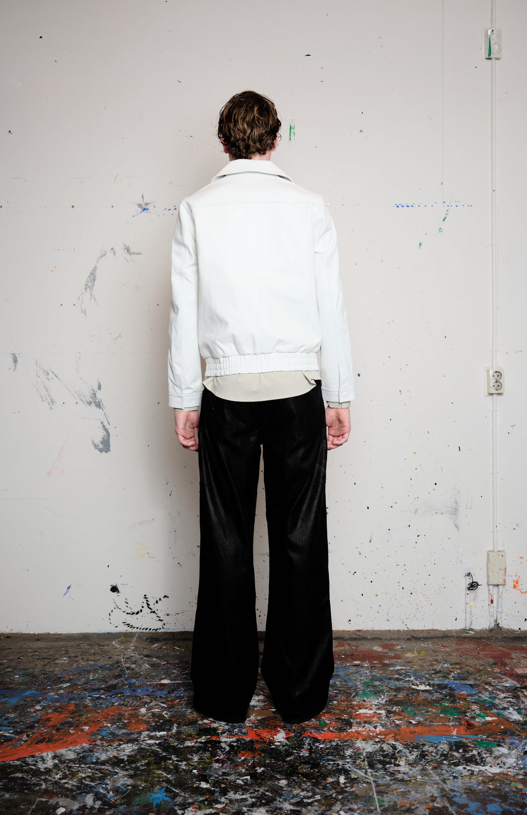 White leather bomber