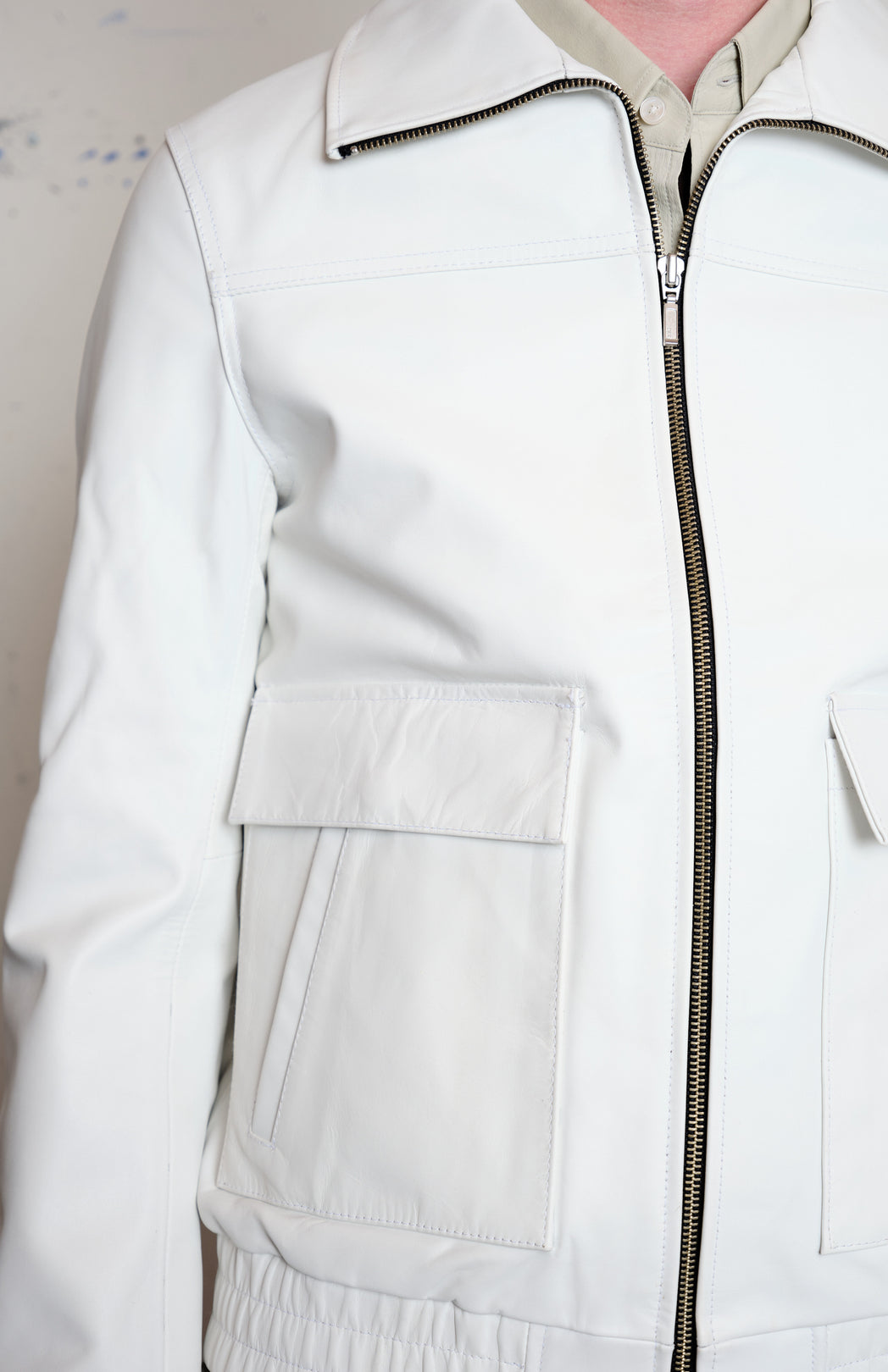 White leather bomber